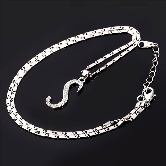 U7 Initial Necklace for Women, Gold/Platinum Plated CZ Crystal Letter A-Z Pendant Necklace, Shiny 20 Inch Name Chain Dainty Personalized Jewelry for Men Mom Wife Friend
