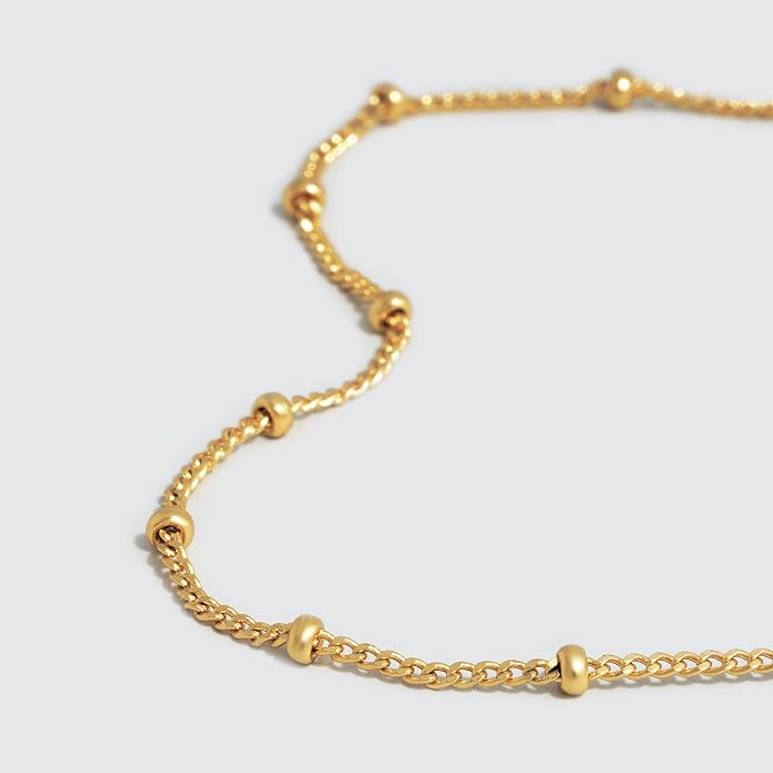 Dremmy Studios Dainty Gold Choker Necklace for Women 14K Gold Plated Coin Disc Figaro Layered Beaded Flat Mariner Sideways Cross Wishbone Link Clavicle Necklaces