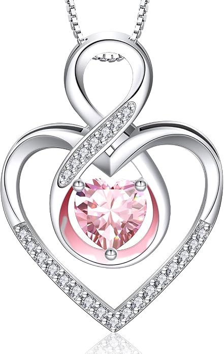 RIVIKO Infinity Heart Symbol Necklace for Women 925 Sterling Silver Love Heart Pendant Mothers Day Anniversary Birthday Christmas Jewelry Gifts for Women Mom Wife Sister Her Friends