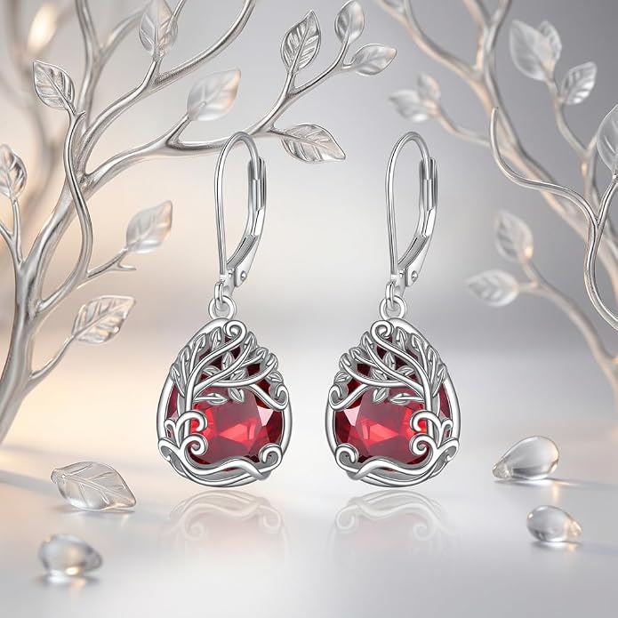 Teardrop Tree of Life/Filigree Earrings for Women Dangle Leverback Earrings Jewelry Gift Anniversary For Her