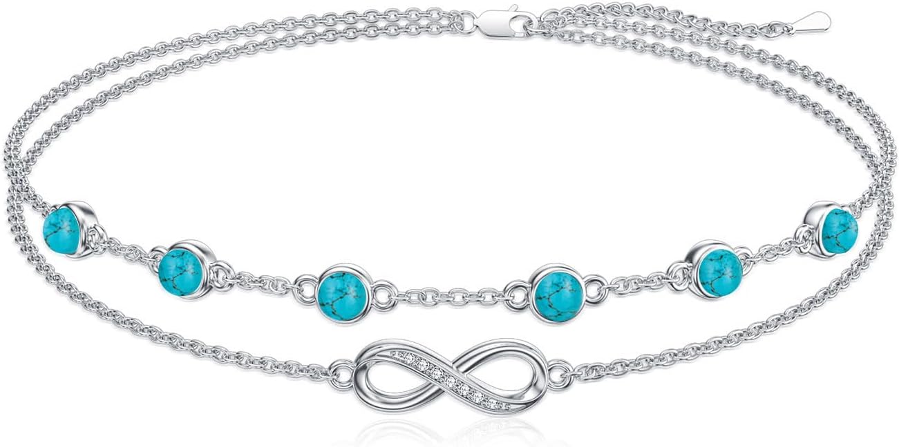 Dorunmo Anklet Bracelets For Women 925 Sterling Silver Birthstone/Infinity/Butterfly/Evil Eye/Turtle/Pineapple/Starfish/Heart Anklets Bracelets Jewelry Gifts for Women