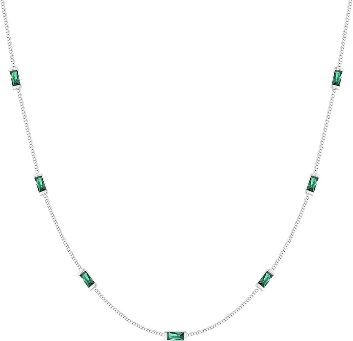 LOUISA SECRET Birthstone Necklaces for Women, 14K Gold Plated Dainty Simple Necklace, 925 Sterling Silver Birthday Anniversary Jewelry Gift for Women Mom Mother