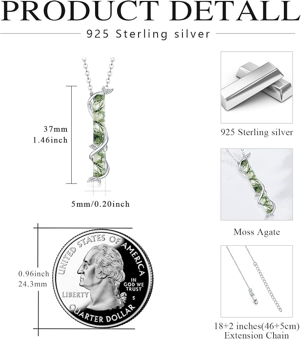 Bar Opal Leaf Necklace For Women S925 Sterling Silver White Opal Pendant with Leaf Charm Bar Pendant Jewelry Gift For Mom Daughter Wife