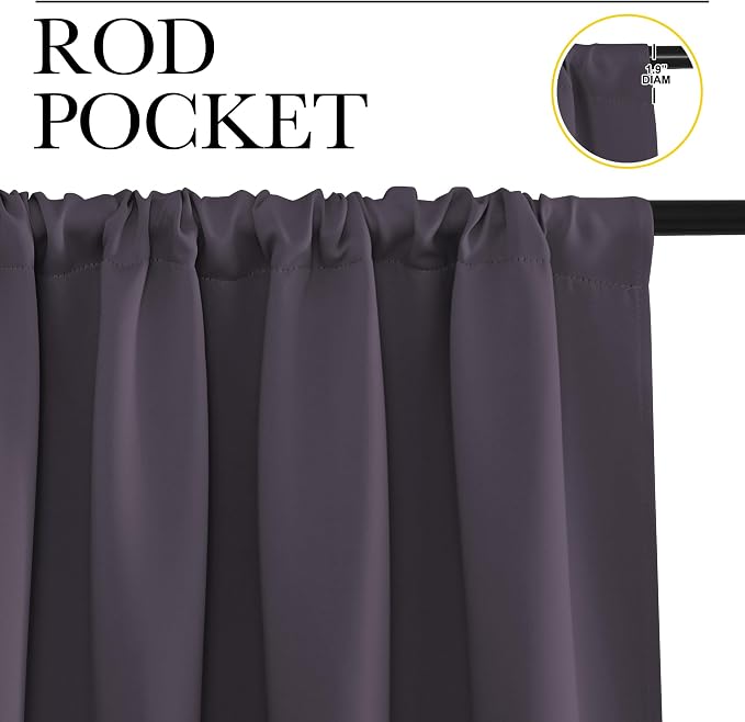 NICETOWN Blackout Curtains for RV Windows, Greyish Purple, 29" by 20", 2 Panels, Room Darkening Window Curtain Panels, Easy-Care Solid Thermal Insulated Draperies/Drapes for Daughter Room