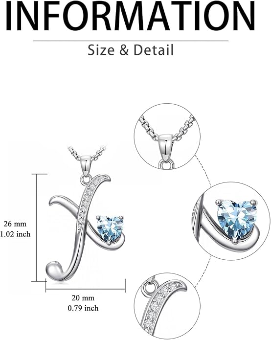 Birthday Gifts for Women Alphabet A to Z Initial Birthstone Pendant Necklaces for Women - 18k White Gold Plated Personalized Name Jewelry Anniversary Graduation Gifts for Wife Her Daughter Girlfriend(with Gift Box)