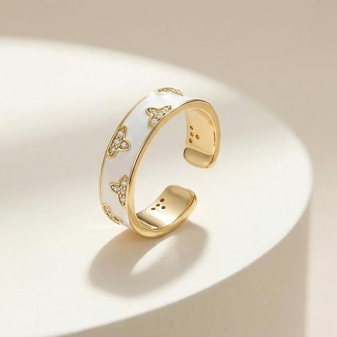 Vintage 14k Gold Ring for Women - Adjustable Carving Open Ring Unique Boho Jewelry Gift for Wedding Band & Daily Wear Ring