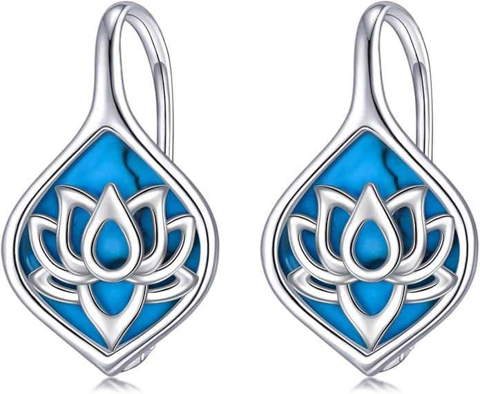 WINNICACA Leverback Earrings for Women 925 Sterling Silver Tree of Life Earrings Dangle Drop Turquoise Moonstone Moss Agate Heart Jewelry Gifts for Women Her Wife Anniversary Birthday Gifts
