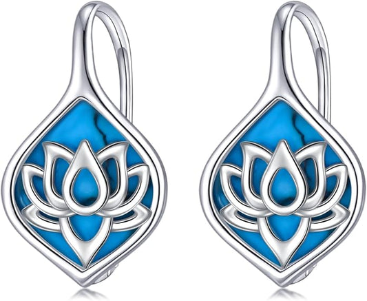 WINNICACA Leverback Earrings for Women 925 Sterling Silver Tree of Life Earrings Dangle Drop Turquoise Moonstone Moss Agate Heart Jewelry Gifts for Women Her Wife Anniversary Birthday Gifts