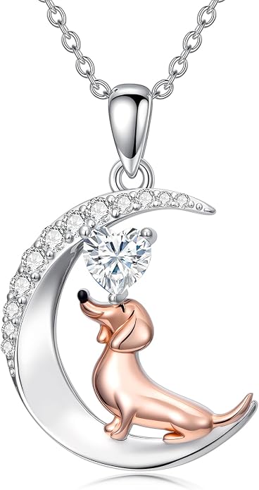 PROESS Animal Birthstone Necklace 925 Sterling Silver Otter/Axolotl/Hippo/Elephant/Dachshund/Monkey/Red Panda Pendant Necklace Animal Birthstone Jewelry Gifts for Women