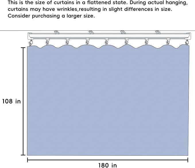 Room Divider Ceiling Mounted Curtains Track Sets Extra Wide Blackout Curtain Flexible Tracks for Bedroom Privacy Partition Separator, 1 Panel Grey Drape and White Rail, W15 x H9ft