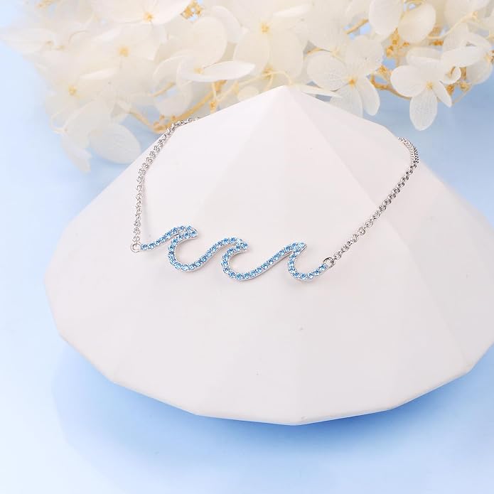 Alphm Wave Anklet for Women S925 Sterling Silver Adjustable Starfish Layered Ocean Beach Sea Ankle Foot Bracelet