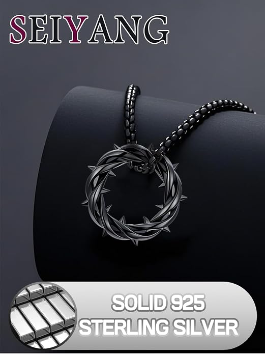 Seiyang Crown of Thorns Necklace 925 Sterling Silver Crown Pendant Amulet Jewelry Gifts (with Gift Box)