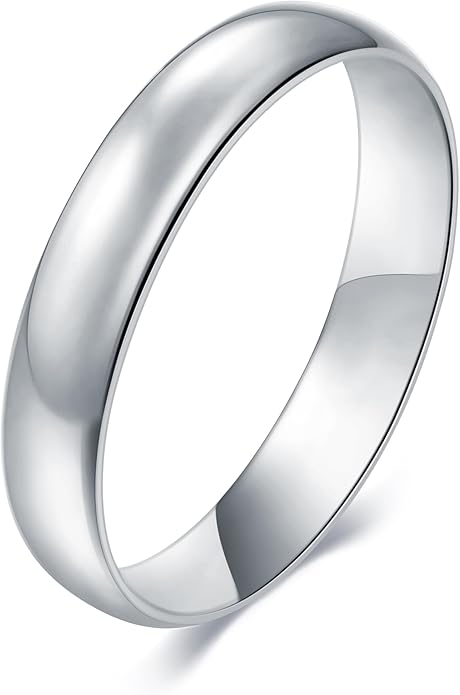 BORUO Silver Ring - 925 Sterling Silver Rings for Women - 14K Gold Plated Waterproof Wedding Band - Elegant Stacking Silver Band For Women and Men - Gifts for Special Occasions 4mm, 6mm Ring Size 4-15