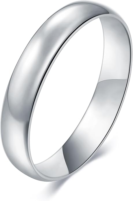 BORUO Silver Ring - 925 Sterling Silver Rings for Women - 14K Gold Plated Waterproof Wedding Band - Elegant Stacking Silver Band For Women and Men - Gifts for Special Occasions 4mm, 6mm Ring Size 4-15