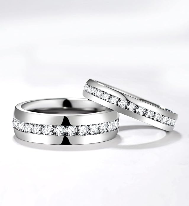 TIGRADE 2.5mm 4mm 5mm 6mm Titanium Ring Cubic Zirconia Engagement Ring Wedding Band Size 3 to 13.5