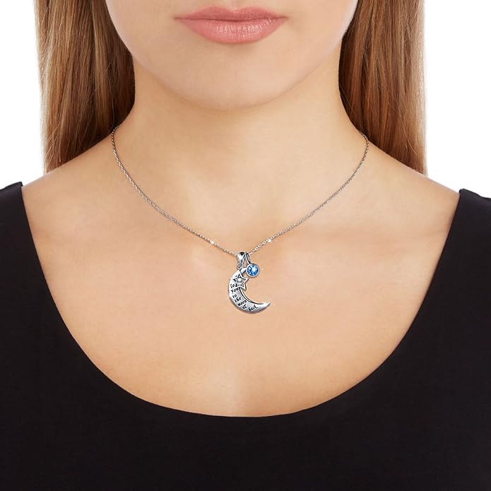 S925 Sterling Silver Cat Panda Bear Moon Pendant Necklace I love You To The Moon and Back Jewelry Gift