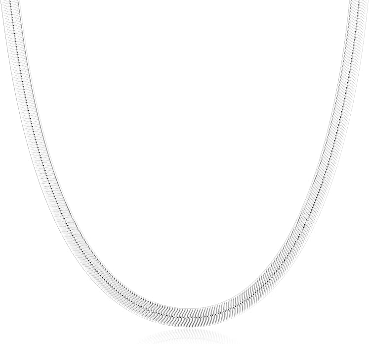 DEARMAY 14K Gold Plated Herringbone Necklaces for Women, Dainty Gold Snake Choker Chain Non Tarnish Trendy Simple Thin & Chunky Options Neckalce 1.5/3/5/6/8mm Chain Jewelry for Gifts