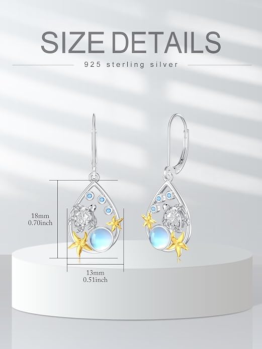 Dorunmo Moonstone Dangle Drop Earrings s925 Sterling Silver Leverback Earrings Filigree Moonstone Jewelry Birthday Gifts for Women