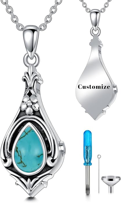Seiyang Urn Necklace for Ashes 925 Sterling Silver with Birthstone Cremation Jewelry Keepsake Ashes Pendant Necklace Memorial Jewelry for Women Loved One