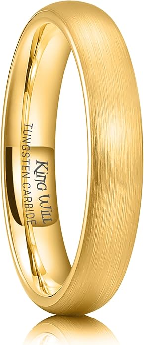King Will Wedding Band for Men Women, 2/4/6/7/8mm Domed Matte Brushed Tungsten Carbide Rings, Solid/Dual Color Engagement Rings, Comfort Fit