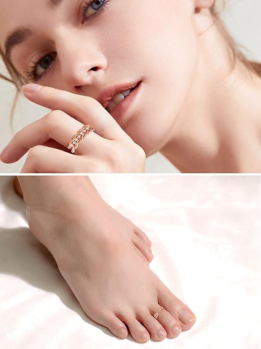 Midari Toe Rings for Women 925 Sterling Silver Hypoallergenic Adjustable Open Band Ring for Women Summer Beach Open Toe Jewelry Foot Jewelry