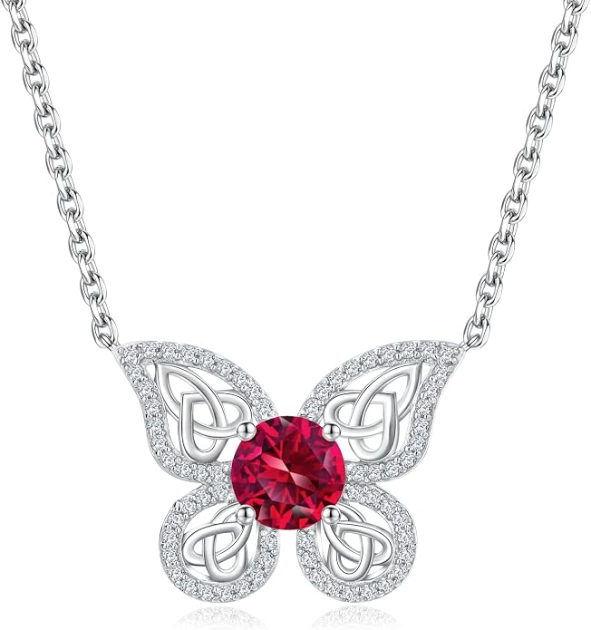 925 Sterling Silver Birthstone Necklaces for Women, Dainty Cute Dragonfly/Butterfly Pendant Necklace, Great Christmas/Anniversary Jewelry for Mother