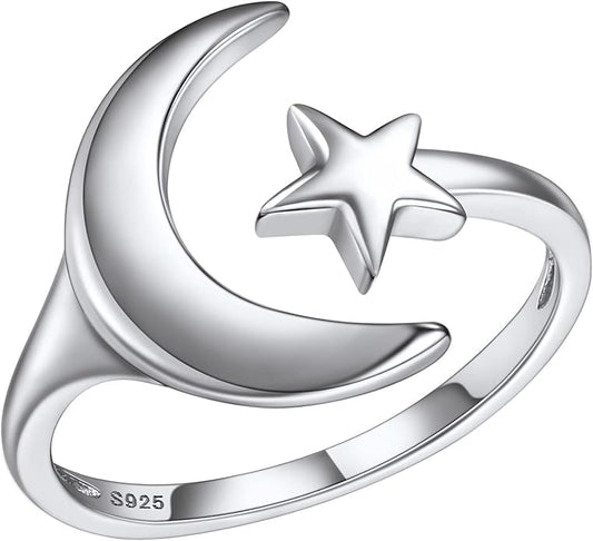PROSILVER 925 Sterling Silver Adjustable Open Ring for Women, Solid Sterling Silver Stackable Ring, knuckle Finger Ring, Pinky Ring, Come with Box
