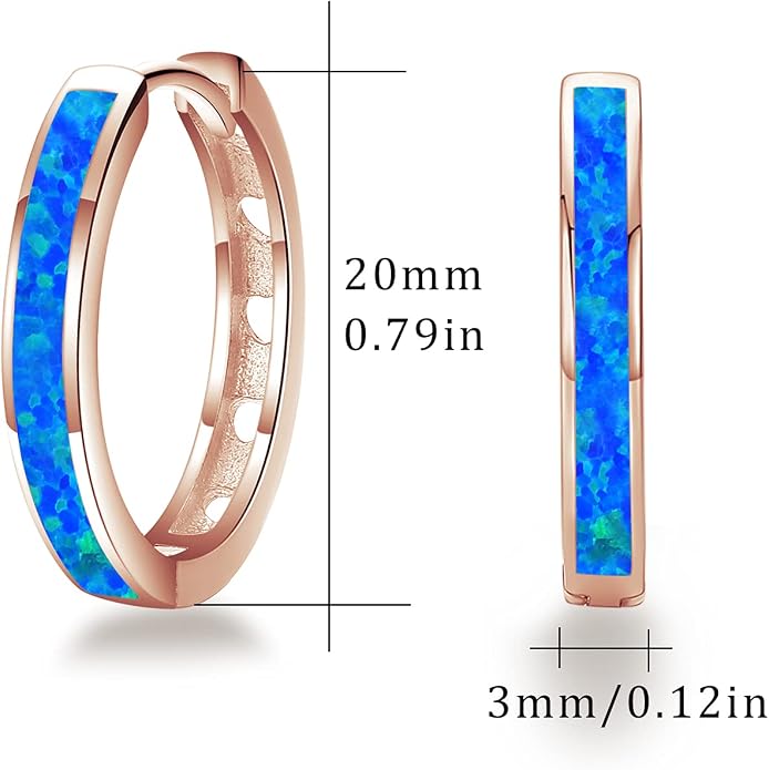 CUOKA MIRACLE 925 Sterling Silver Opal Hoop Earrings for Women - Opal Hinged Huggie Hoops, Hypoallergenic Small Hoop Earrings for Sensitive Ears, Dainty Everyday Jewelry Birthday Christmas Gift