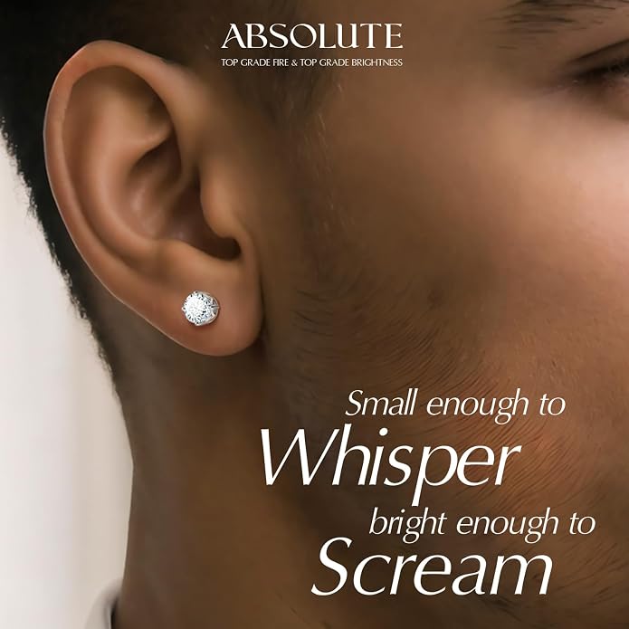 Moissanite Earrings, Hypoallergenic Flat Back Earrings for Women Men, Screw On Studs 925 Sterling Sliver Cartilage Earring for Sensitive Ears 4mm Short Post