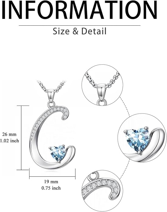 Birthday Gifts for Women Alphabet A to Z Initial Birthstone Pendant Necklaces for Women - 18k White Gold Plated Personalized Name Jewelry Anniversary Graduation Gifts for Wife Her Daughter Girlfriend(with Gift Box)