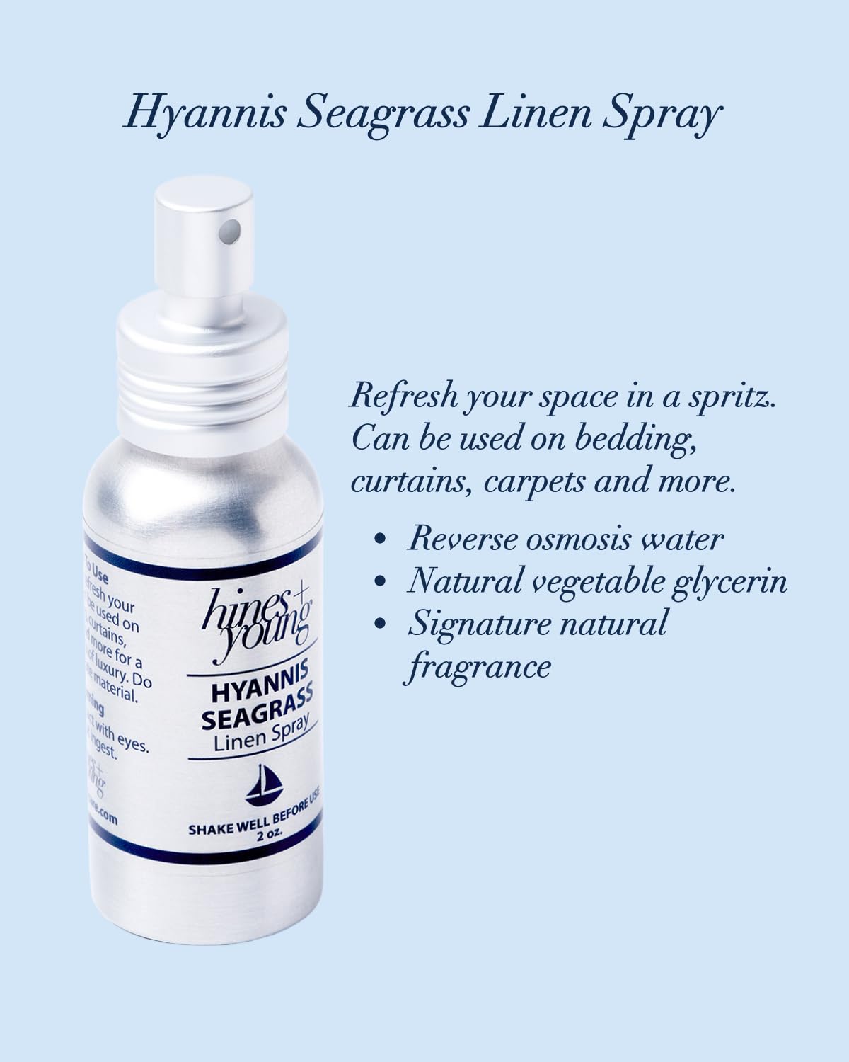 Hines+Young Travel Tins Gift Set - 4 oz Body Cream, 2 oz Linen Spray, Natural Lip Balm - Skin Care and Refreshing Home Fragrance, Ideal Self-Care Gift Set (Pack of 3, Hyannis Seagrass)