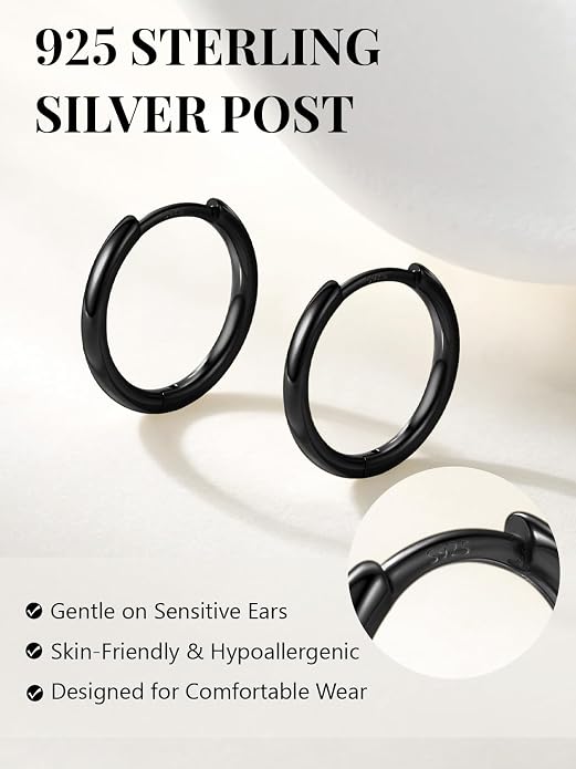 Silvora 14K Gold Plated Huggie Hoop Earrings for Women, Small Sterling Silver Hoops, Hypoallergenic Cartilage Earrings for Sensitive Ears 8/10/12/14/16/18/20MM