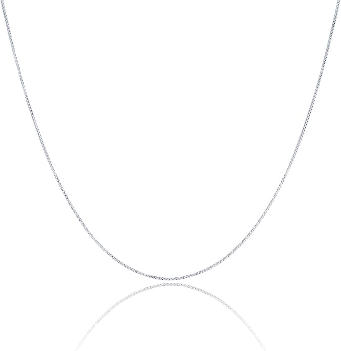 DSS 925 Sterling Silver Necklace for Women, Rhodium Plated, Lobster Claw Clasps, Sterling Silver Chain, Italian Jewelry for Women - Made in Italy