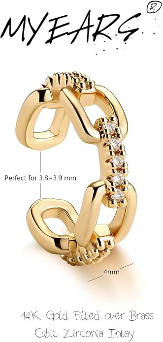 MYEARS Women Ear Cuff Earring Gold Non Pierced Ear Cartilage Clip on Wrap Hoop 14K Gold Filled Tiny Boho Beach Simple Minimalist Delicate Handmade Hypoallergenic Jewelry Gift-Sold as Single/Pair