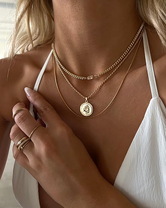 DEARMAY 14K Gold Plated Herringbone Necklaces for Women, Dainty Gold Snake Choker Chain Non Tarnish Trendy Simple Thin & Chunky Options Neckalce 1.5/3/5/6/8mm Chain Jewelry for Gifts