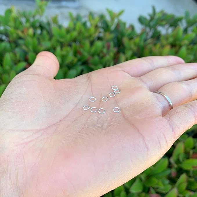 50pcs Adabele Real 925 Sterling Silver Open Jump Rings 6mm (0.24 inch) O Ring Connector, (0.6mm/22 Gauge)