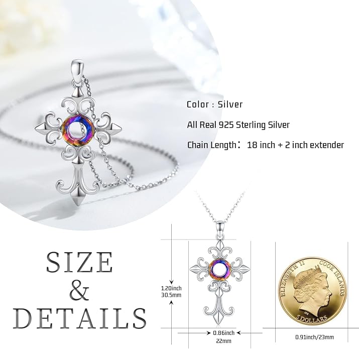 925 Sterling Silver Necklace for Men Viking Rune/Odin God/St Michael/Thors Hammer/Wolf/Celtic Knot/Religious Cross Jewelry Gifts for Men