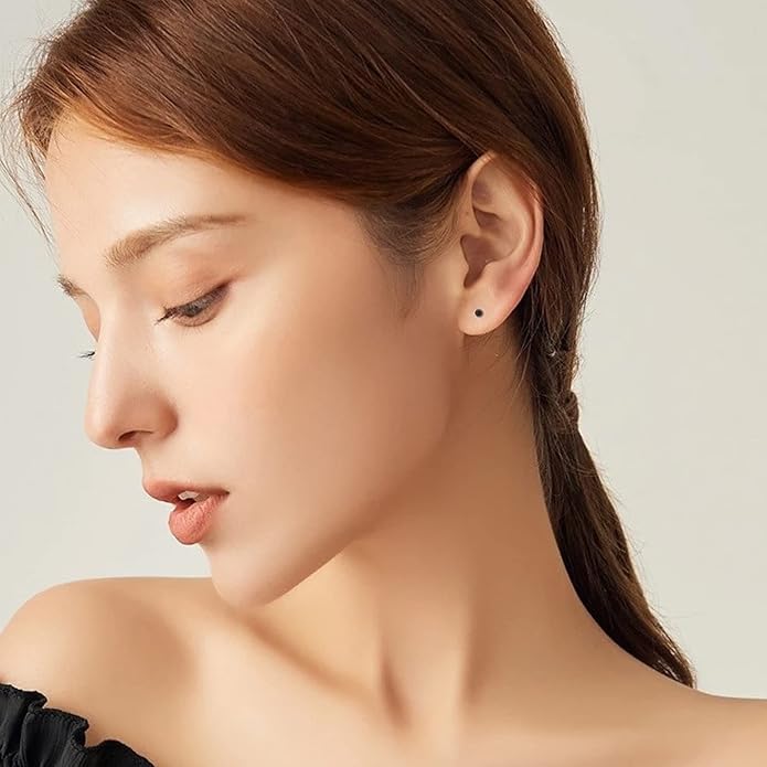 EPIRORA Sterling Silver Stud Earrings for Women Men- 4 Pairs of Hypoallergenic Simple Geometric Small Stud Earring Set Tiny Circle Triangle Square Bar Stud Earrings Mini Cartilage Tragus Earrings