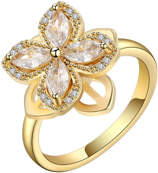 Fidget Ring Anxiety Spinner Ring Open Adjustable Sunflower Star Moon Windmill Butterfly Rings Daisy Stress Relieving Fidget Women Cubic Zirconia Anti Stress Mood Rotate Inspirations Jewelry