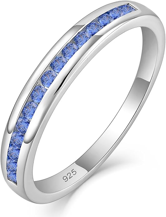 YL Stackable Rings 925 Sterling Silver Halo Birthstone Eternity Bands Jewelry for Women