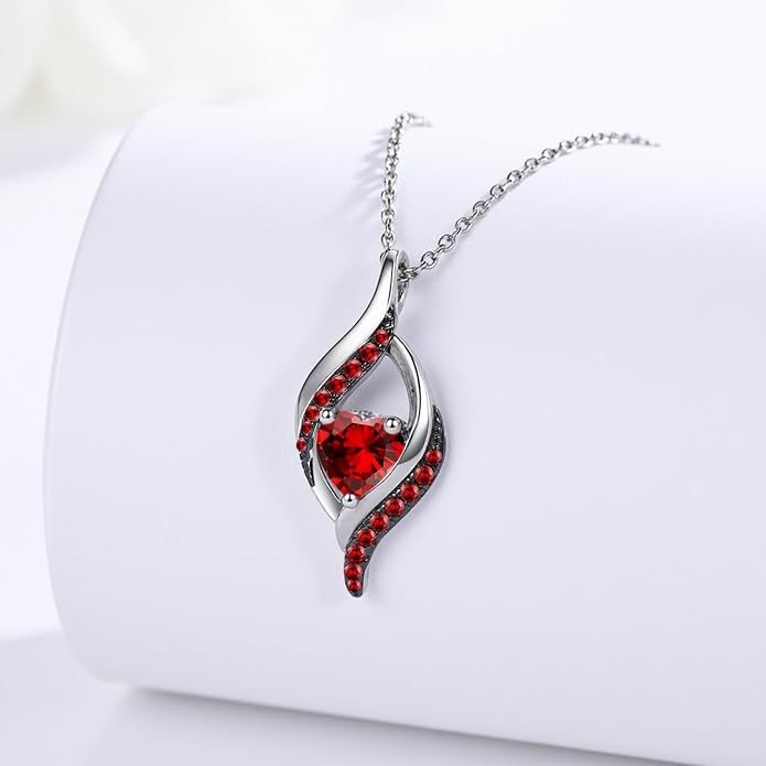 KiiKii Birthday Gifts for Women Birthstone Necklace Platinum Plated 925 Sterling Silver Forever Love Heart Pendant Meaningful Jewelry Gifts for Wife Mom