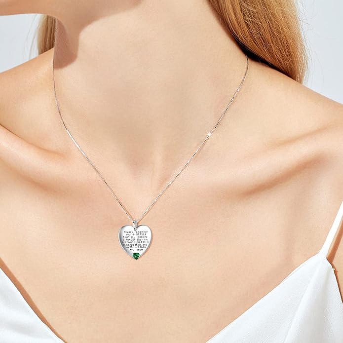 YFN Sterling Silver Always Remember You are Braver Than You Believe Jewelry Pendant Necklace Inspirational Gifts