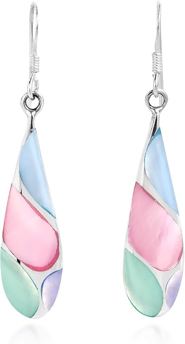 AeraVida Vintage Stone Teardrop Birthstone Sterling Silver Earrings, 9x45 mm | Dangle Earrings for Women