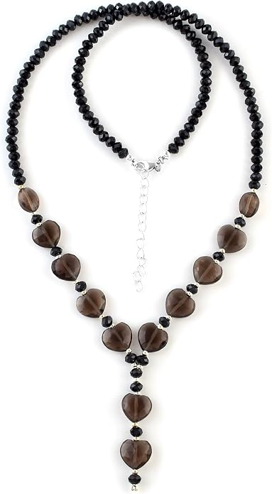 925 Sterling Silver Handmade Gemstone Necklace with Natural Heart-Shaped Beads – Dainty Jewelry for Women