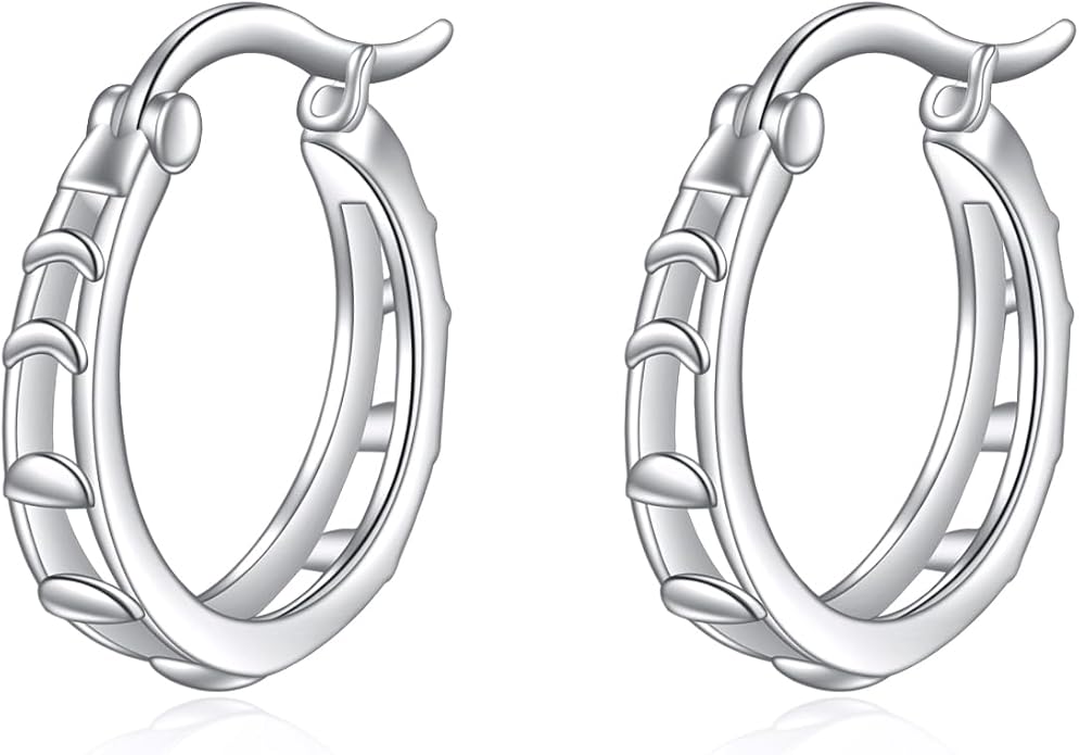 Sterling Silver Hoop Earrings Small Hoop Sun/Leaf/Triangle Huggie Earrings for Women Hypoallergenic