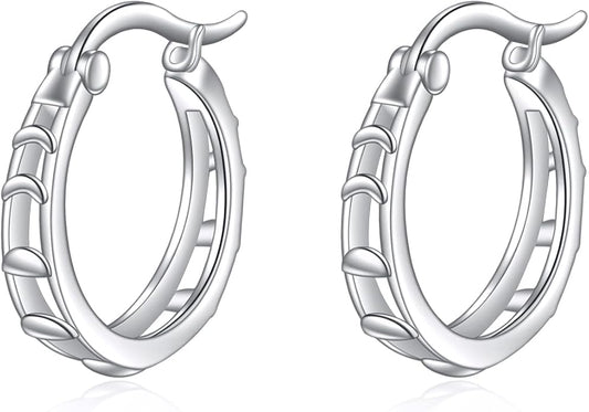 Sterling Silver Hoop Earrings Small Hoop Sun/Leaf/Triangle Huggie Earrings for Women Hypoallergenic