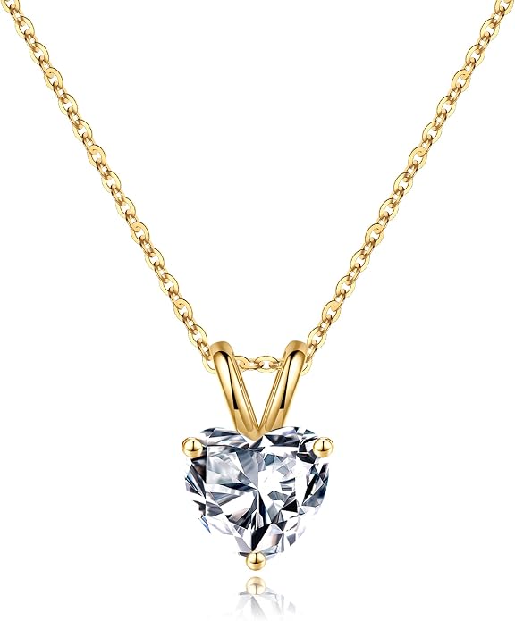 SMILEST Dainty Heart Birthstone Necklace for Women, 925 Sterling Silver Necklace Sparkling Heart Pendant, Anniversary Birthday Gifts for Women Mom Wife Daughter Girlfriend Grandma