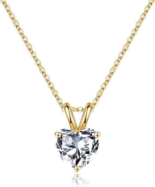 SMILEST Dainty Heart Birthstone Necklace for Women, 925 Sterling Silver Necklace Sparkling Heart Pendant, Anniversary Birthday Gifts for Women Mom Wife Daughter Girlfriend Grandma