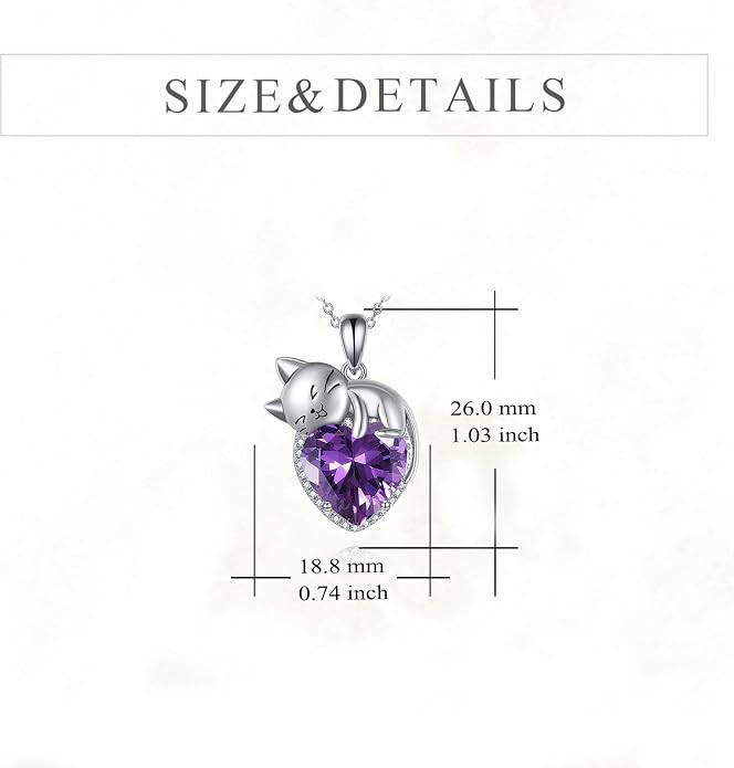 Cat Necklace Sterling Silver Cat Zircon Pendant Gothic Jewelry for Women Animal Lovers Gifts