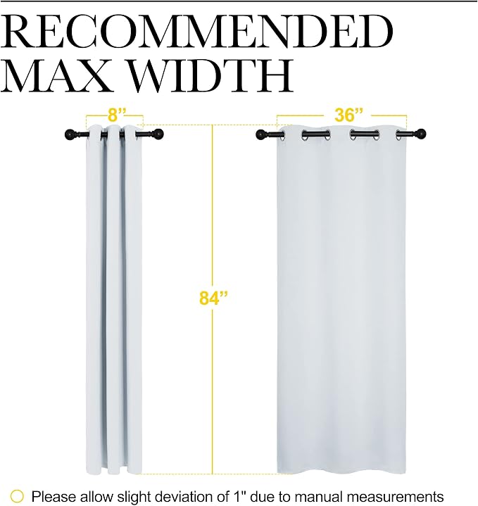 NICETOWN Easy Care Solid Thermal Insulated Grommet Room Darkening Curtains/Drapes for Bedroom (2 Panels, 42 by 84, Light Grey-Greyish White)